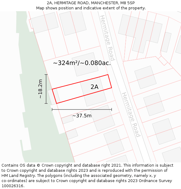 2A, HERMITAGE ROAD, MANCHESTER, M8 5SP: Plot and title map