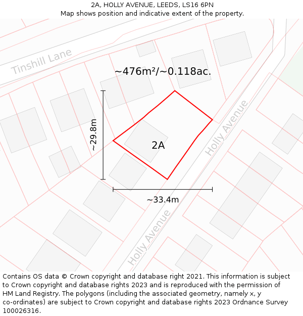 2A, HOLLY AVENUE, LEEDS, LS16 6PN: Plot and title map