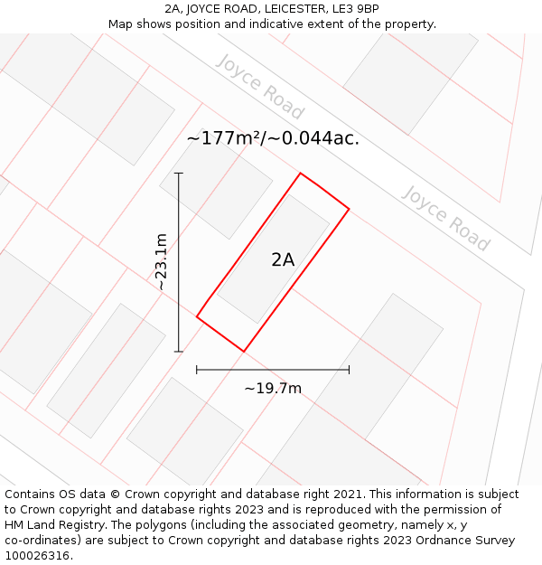 2A, JOYCE ROAD, LEICESTER, LE3 9BP: Plot and title map