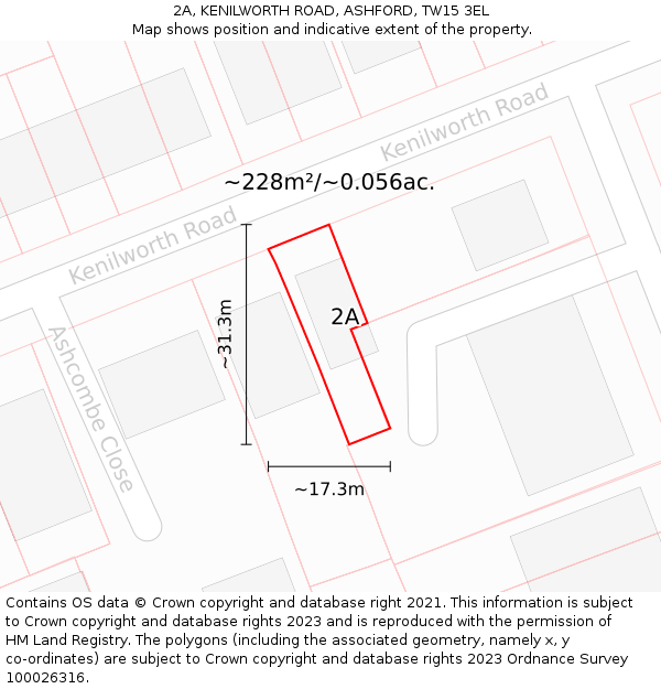 2A, KENILWORTH ROAD, ASHFORD, TW15 3EL: Plot and title map