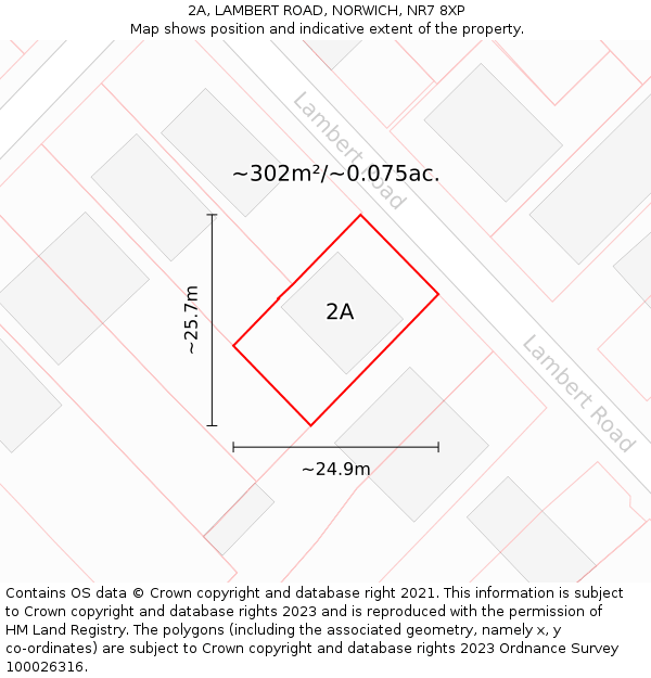 2A, LAMBERT ROAD, NORWICH, NR7 8XP: Plot and title map