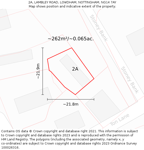 2A, LAMBLEY ROAD, LOWDHAM, NOTTINGHAM, NG14 7AY: Plot and title map