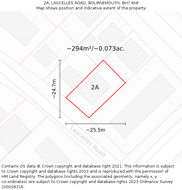 2A, LASCELLES ROAD, BOURNEMOUTH, BH7 6NF: Plot and title map