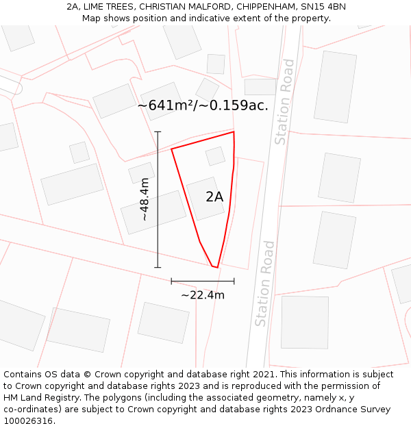 2A, LIME TREES, CHRISTIAN MALFORD, CHIPPENHAM, SN15 4BN: Plot and title map