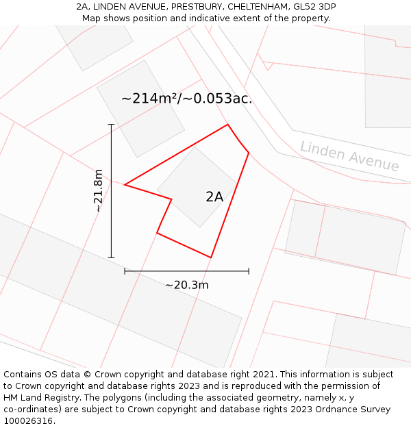 2A, LINDEN AVENUE, PRESTBURY, CHELTENHAM, GL52 3DP: Plot and title map