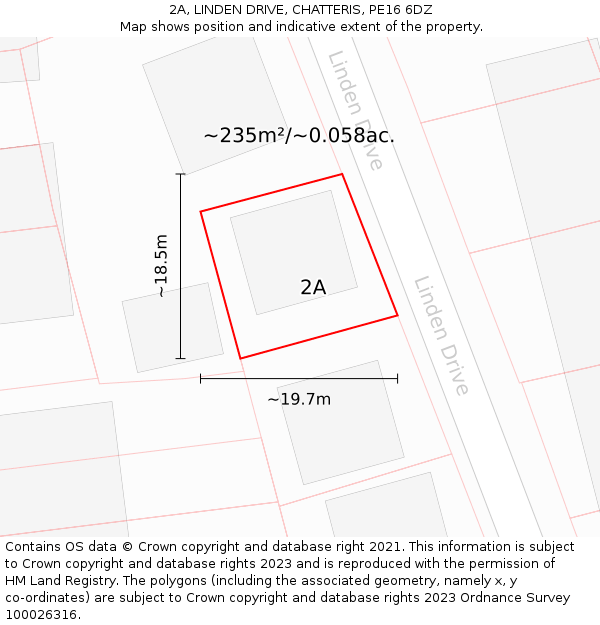 2A, LINDEN DRIVE, CHATTERIS, PE16 6DZ: Plot and title map