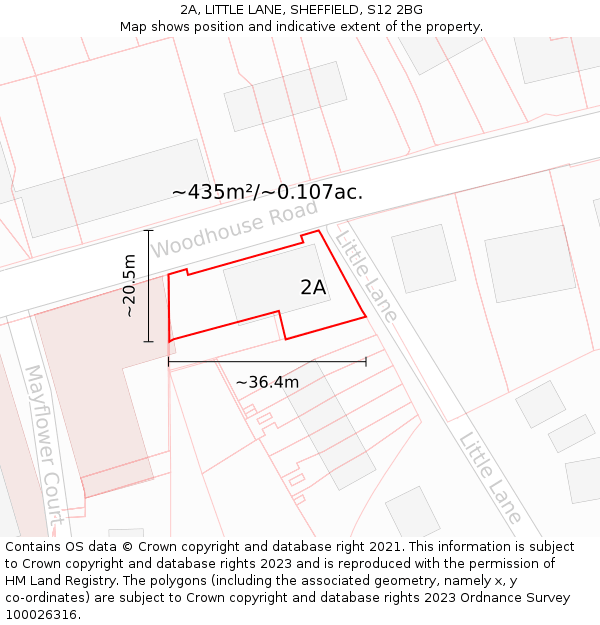 2A, LITTLE LANE, SHEFFIELD, S12 2BG: Plot and title map