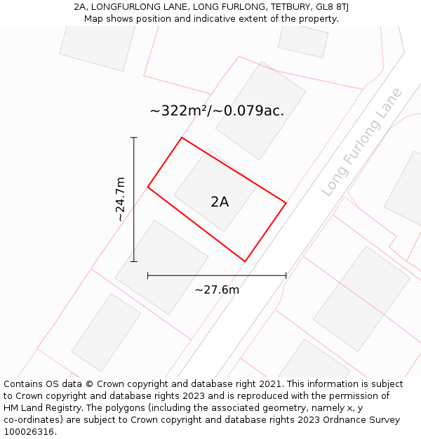 2A, LONGFURLONG LANE, LONG FURLONG, TETBURY, GL8 8TJ: Plot and title map