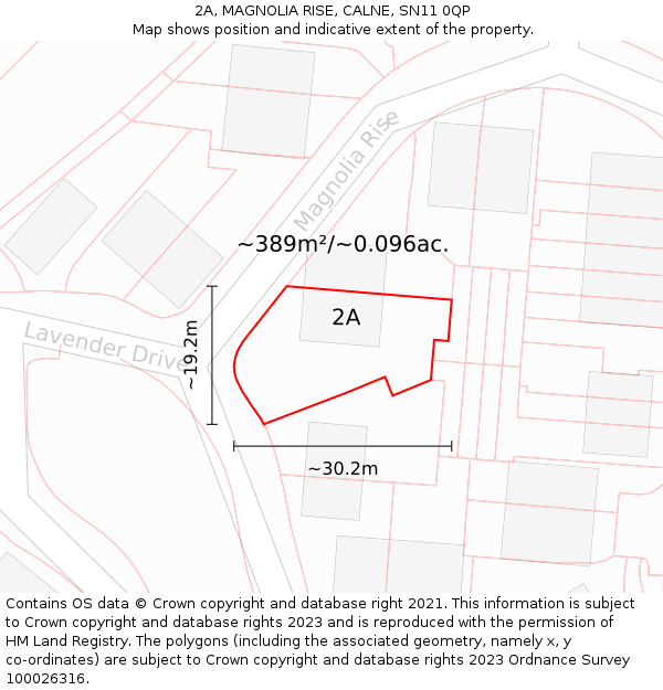 2A, MAGNOLIA RISE, CALNE, SN11 0QP: Plot and title map