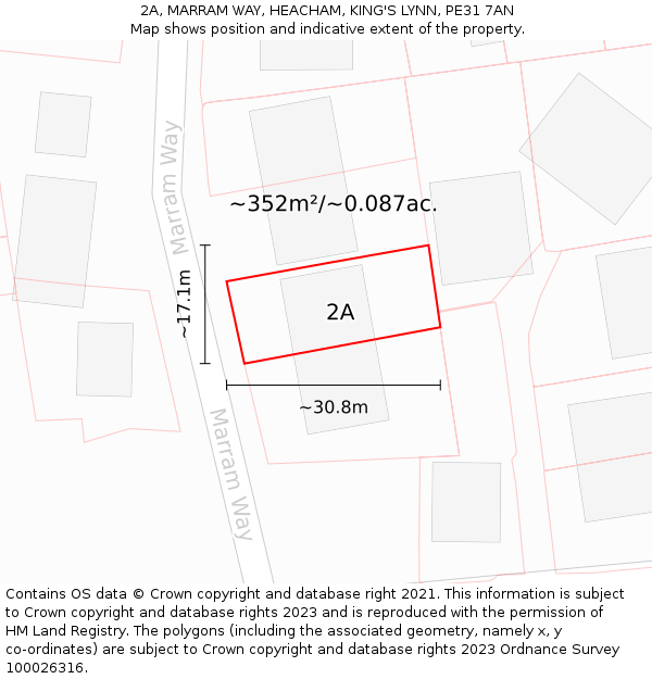 2A, MARRAM WAY, HEACHAM, KING'S LYNN, PE31 7AN: Plot and title map