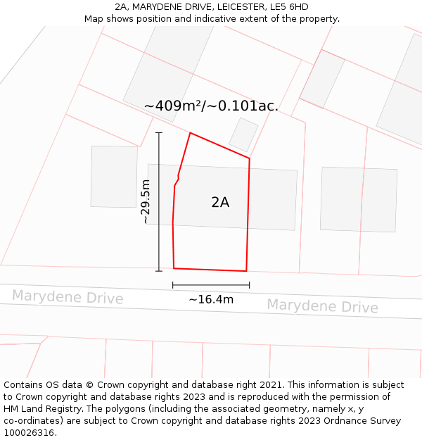 2A, MARYDENE DRIVE, LEICESTER, LE5 6HD: Plot and title map