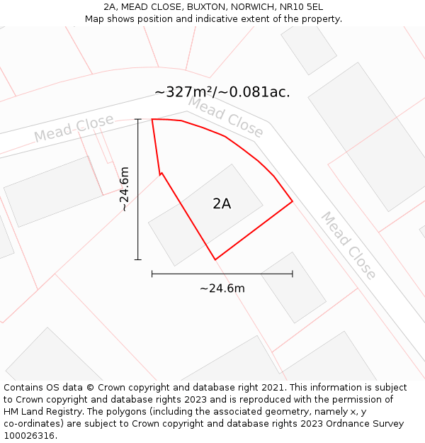2A, MEAD CLOSE, BUXTON, NORWICH, NR10 5EL: Plot and title map