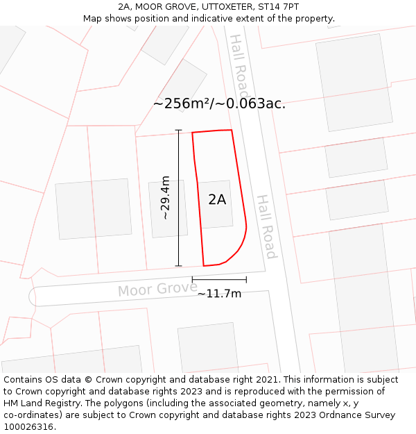 2A, MOOR GROVE, UTTOXETER, ST14 7PT: Plot and title map