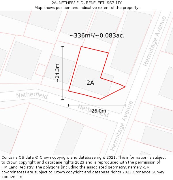 2A, NETHERFIELD, BENFLEET, SS7 1TY: Plot and title map