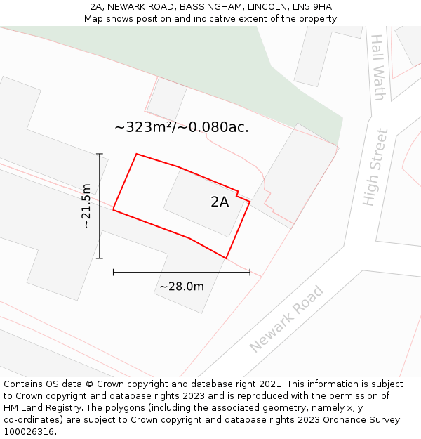 2A, NEWARK ROAD, BASSINGHAM, LINCOLN, LN5 9HA: Plot and title map
