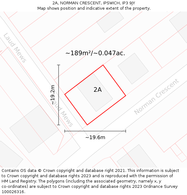2A, NORMAN CRESCENT, IPSWICH, IP3 9JY: Plot and title map