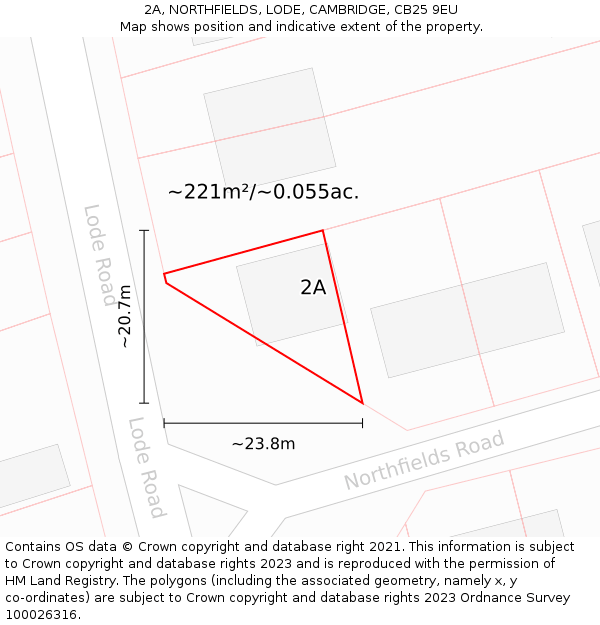 2A, NORTHFIELDS, LODE, CAMBRIDGE, CB25 9EU: Plot and title map
