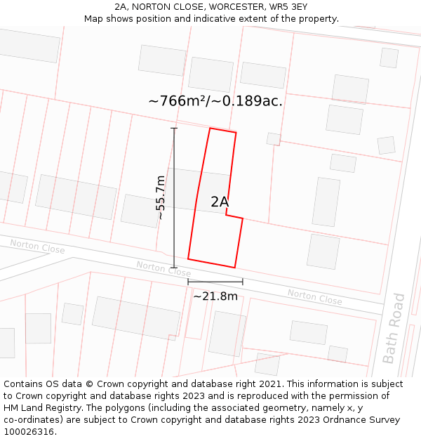 2A, NORTON CLOSE, WORCESTER, WR5 3EY: Plot and title map