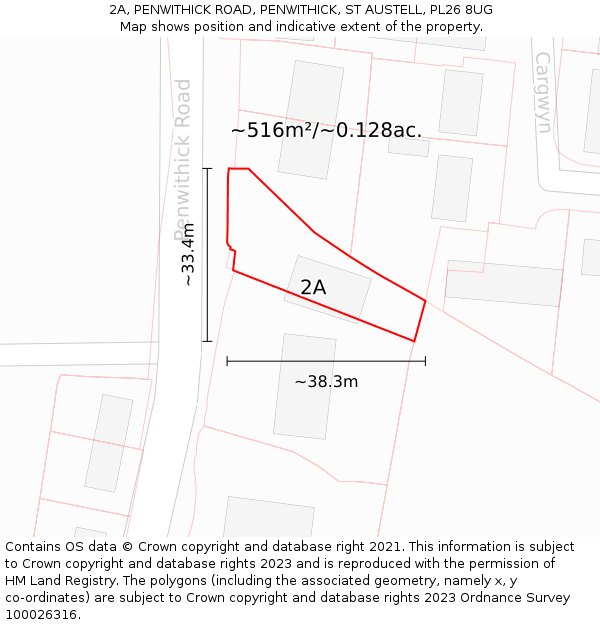 2A, PENWITHICK ROAD, PENWITHICK, ST AUSTELL, PL26 8UG: Plot and title map