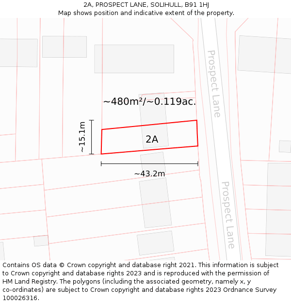 2A, PROSPECT LANE, SOLIHULL, B91 1HJ: Plot and title map