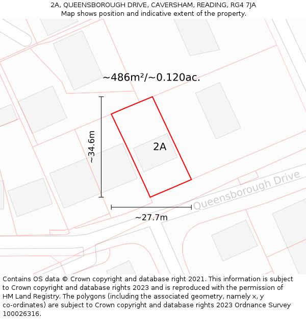 2A, QUEENSBOROUGH DRIVE, CAVERSHAM, READING, RG4 7JA: Plot and title map
