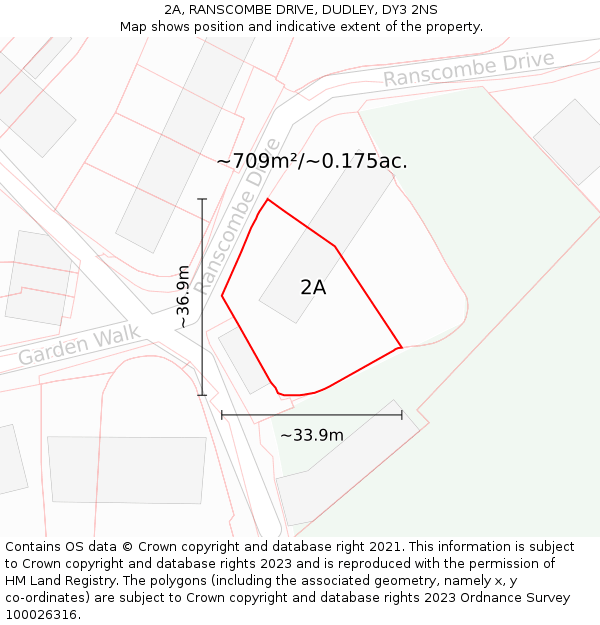 2A, RANSCOMBE DRIVE, DUDLEY, DY3 2NS: Plot and title map