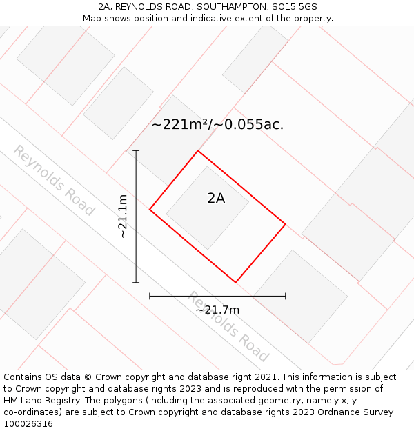 2A, REYNOLDS ROAD, SOUTHAMPTON, SO15 5GS: Plot and title map