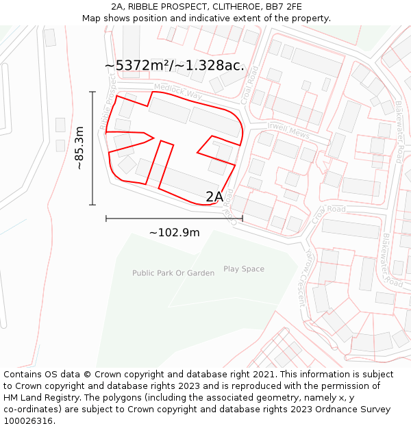 2A, RIBBLE PROSPECT, CLITHEROE, BB7 2FE: Plot and title map