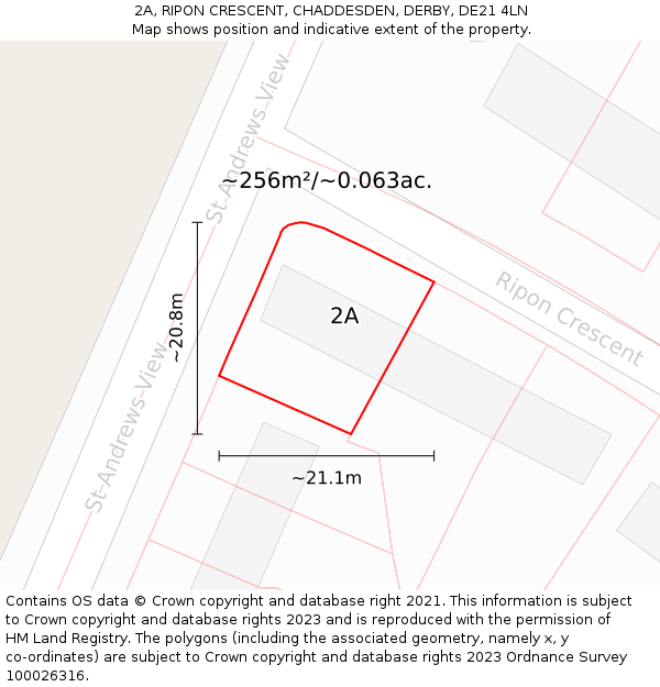 2A, RIPON CRESCENT, CHADDESDEN, DERBY, DE21 4LN: Plot and title map