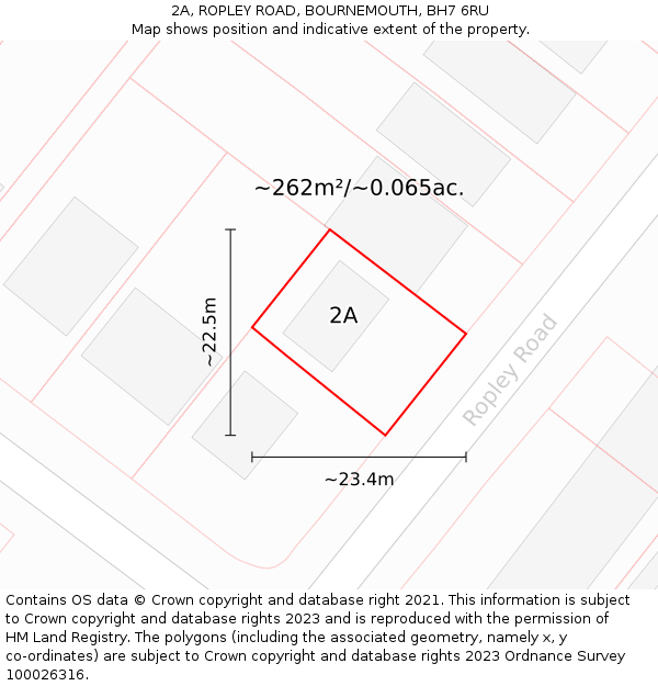 2A, ROPLEY ROAD, BOURNEMOUTH, BH7 6RU: Plot and title map