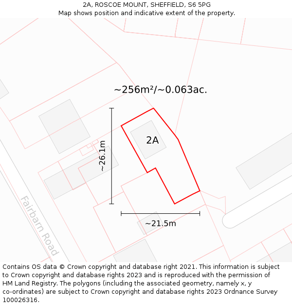 2A, ROSCOE MOUNT, SHEFFIELD, S6 5PG: Plot and title map