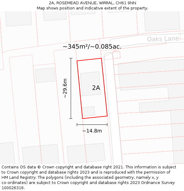 2A, ROSEMEAD AVENUE, WIRRAL, CH61 9NN: Plot and title map