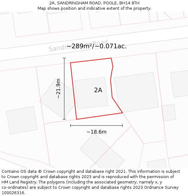 2A, SANDRINGHAM ROAD, POOLE, BH14 8TH: Plot and title map