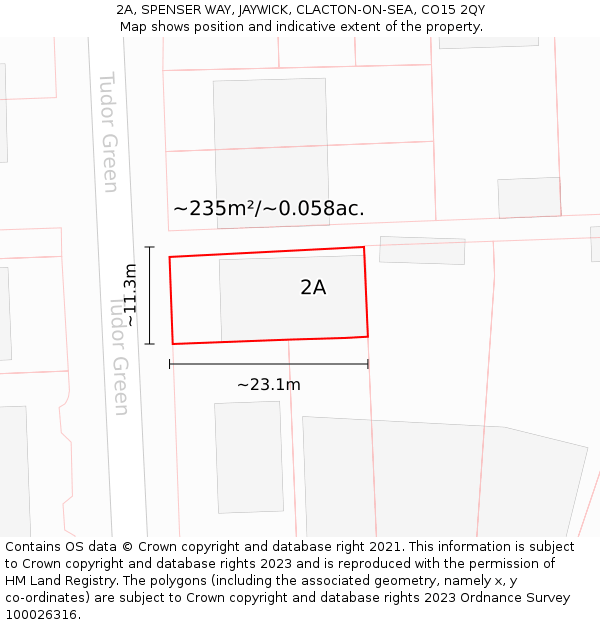 2A, SPENSER WAY, JAYWICK, CLACTON-ON-SEA, CO15 2QY: Plot and title map