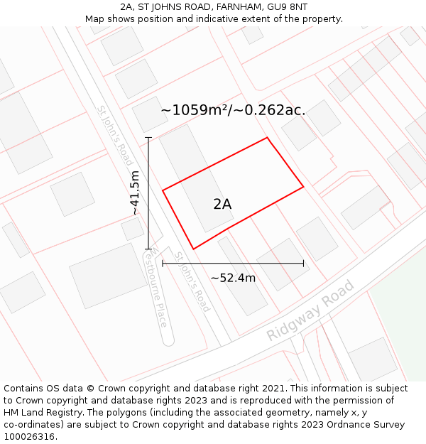 2A, ST JOHNS ROAD, FARNHAM, GU9 8NT: Plot and title map