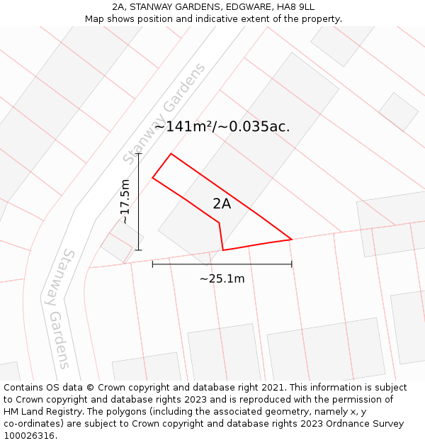 2A, STANWAY GARDENS, EDGWARE, HA8 9LL: Plot and title map