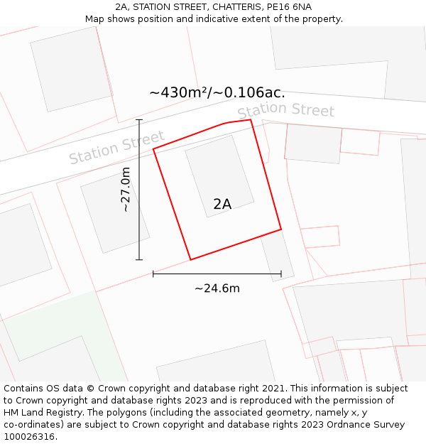 2A, STATION STREET, CHATTERIS, PE16 6NA: Plot and title map