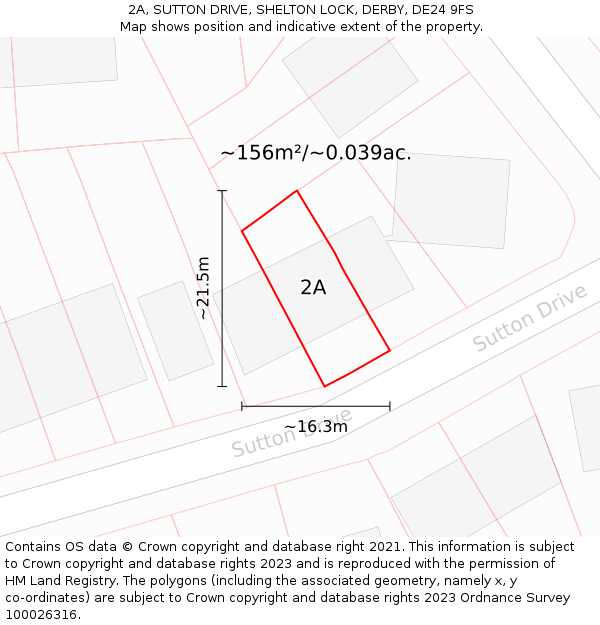 2A, SUTTON DRIVE, SHELTON LOCK, DERBY, DE24 9FS: Plot and title map
