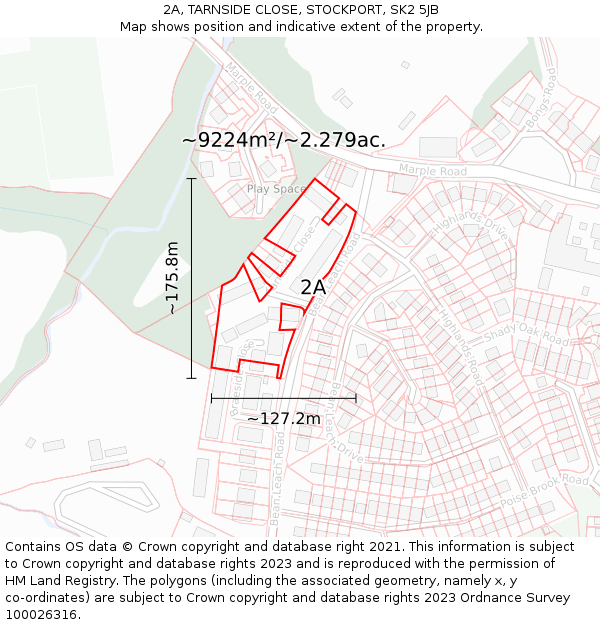 2A, TARNSIDE CLOSE, STOCKPORT, SK2 5JB: Plot and title map