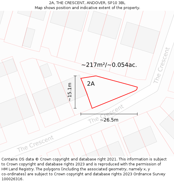 2A, THE CRESCENT, ANDOVER, SP10 3BL: Plot and title map