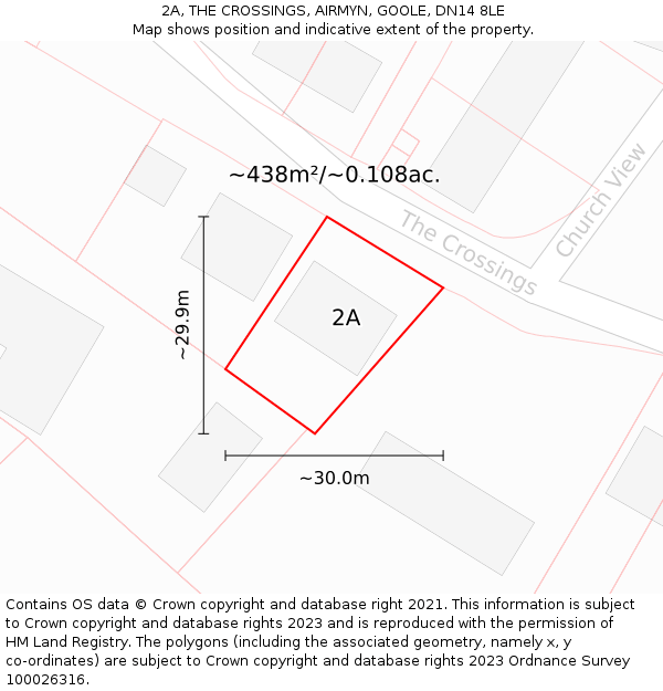 2A, THE CROSSINGS, AIRMYN, GOOLE, DN14 8LE: Plot and title map