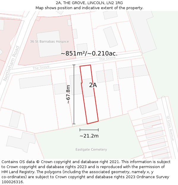 2A, THE GROVE, LINCOLN, LN2 1RG: Plot and title map