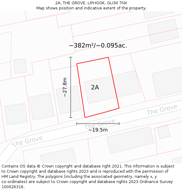 2A, THE GROVE, LIPHOOK, GU30 7NX: Plot and title map