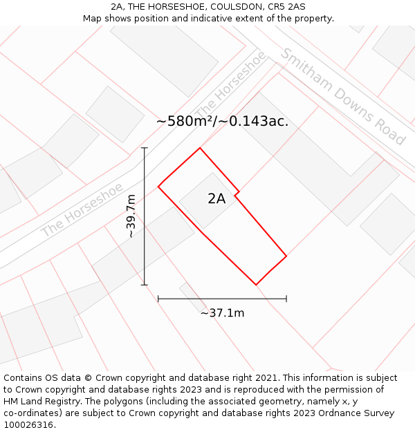 2A, THE HORSESHOE, COULSDON, CR5 2AS: Plot and title map
