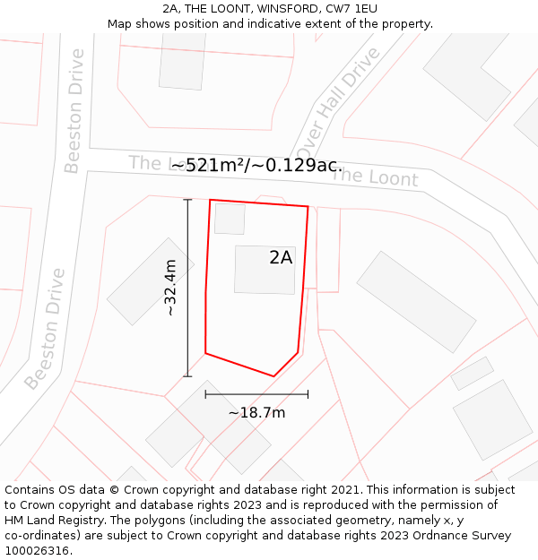 2A, THE LOONT, WINSFORD, CW7 1EU: Plot and title map