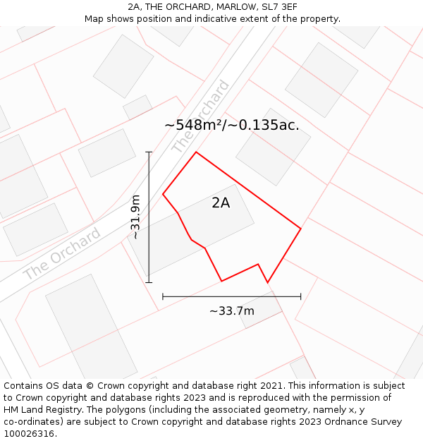2A, THE ORCHARD, MARLOW, SL7 3EF: Plot and title map