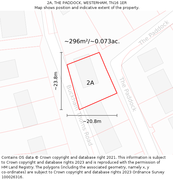 2A, THE PADDOCK, WESTERHAM, TN16 1ER: Plot and title map