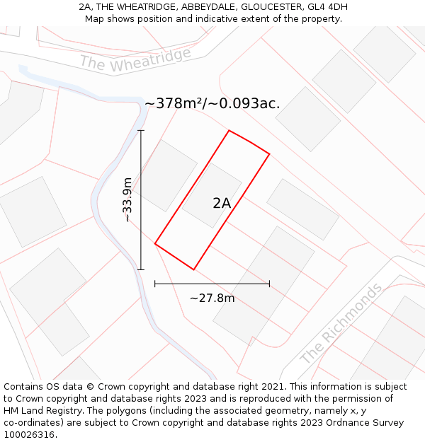 2A, THE WHEATRIDGE, ABBEYDALE, GLOUCESTER, GL4 4DH: Plot and title map