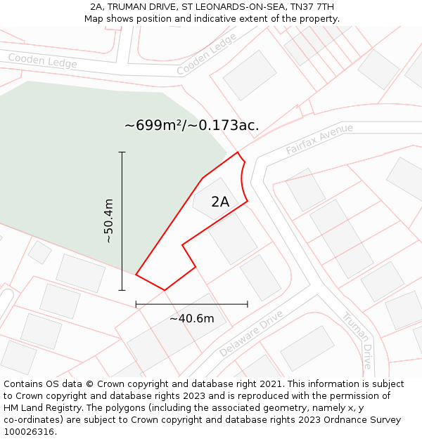 2A, TRUMAN DRIVE, ST LEONARDS-ON-SEA, TN37 7TH: Plot and title map