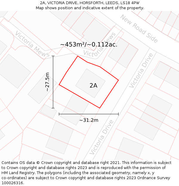 2A, VICTORIA DRIVE, HORSFORTH, LEEDS, LS18 4PW: Plot and title map